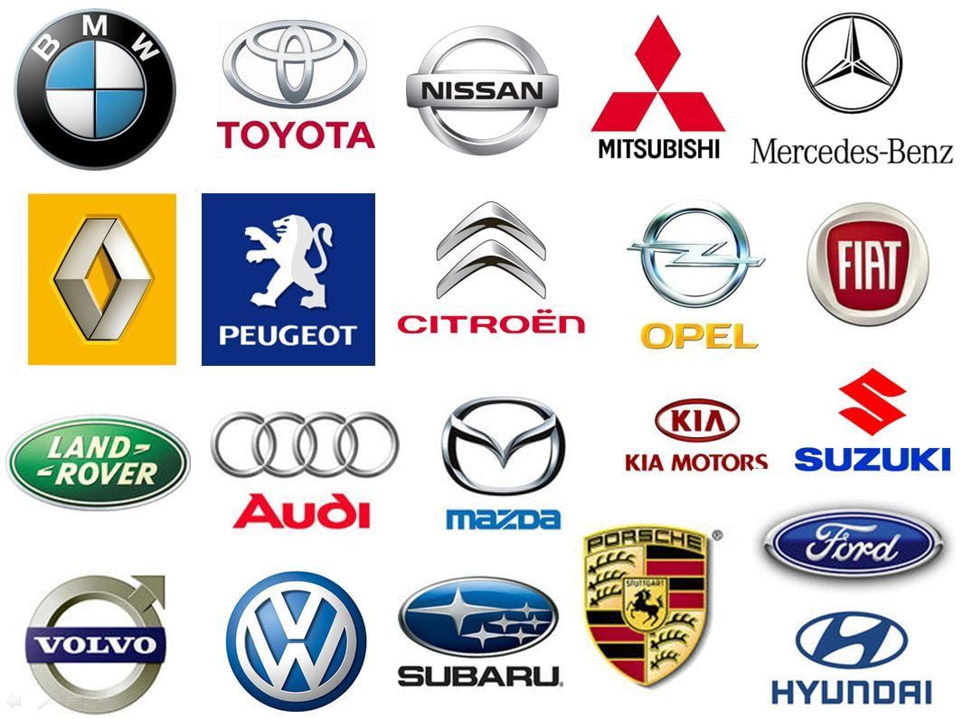 Logos des marques automobiles - Peugeot, Citroën, Renault, Dacia, Volkswagen, BMW, Audi, Mercedes et autres